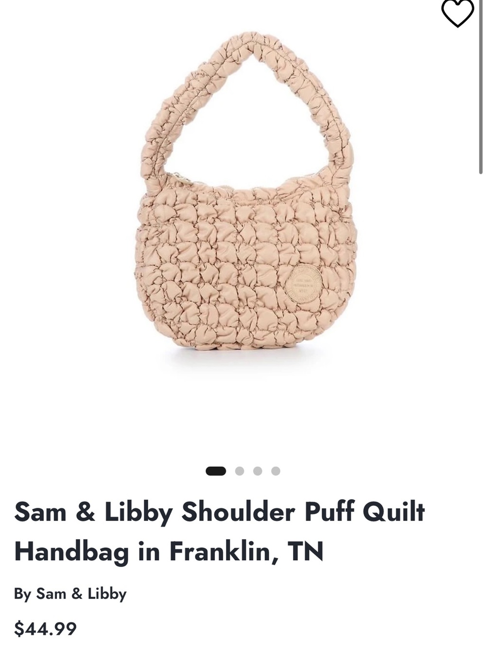 Sam & Libby • Shoulder Bag • Puff Quilt • Tan